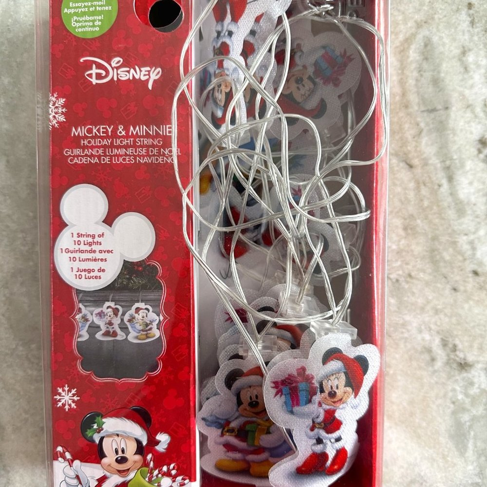 Disney Mickey & Minnie Mouse Christmas Holiday String 10 Lights Battery Operated